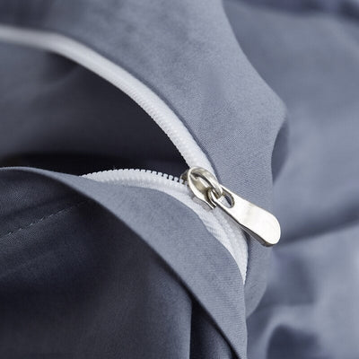 Juego De Sábanas Liso 100% Algodón Gris Azul