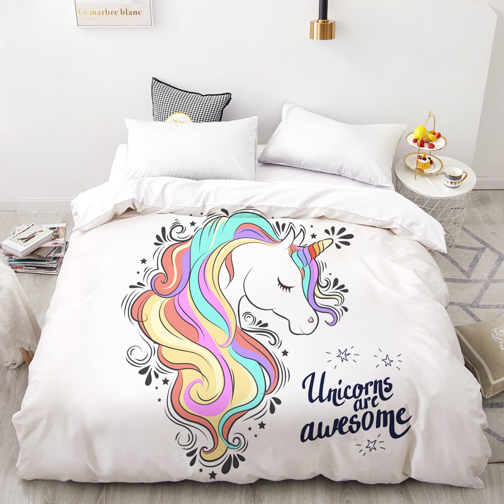 Funda Nórdica Unicornio Multicolor Blanco