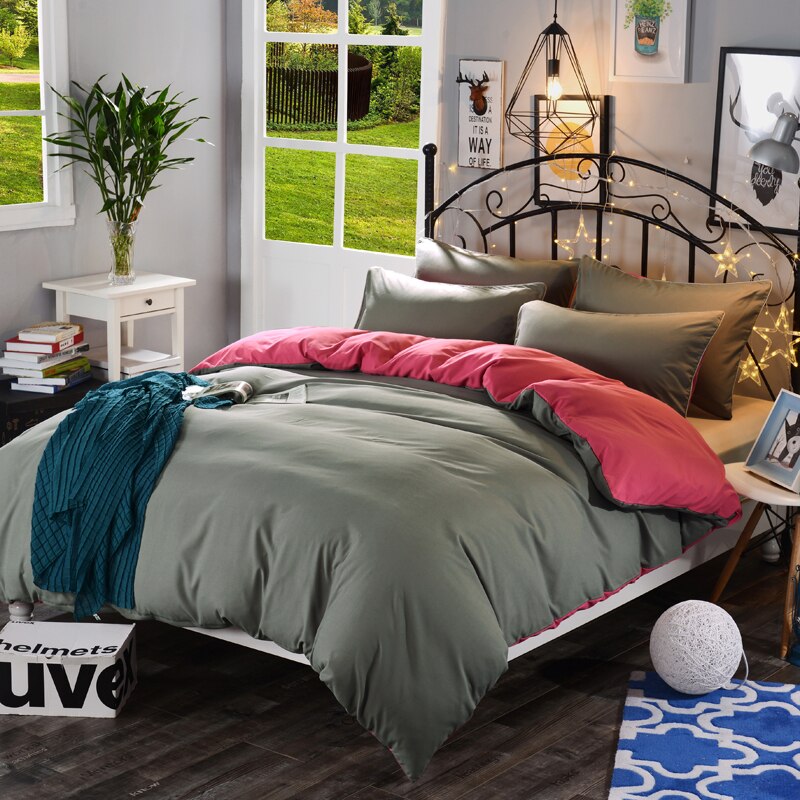 Funda Nórdica Poliéster Gris Y Rosa