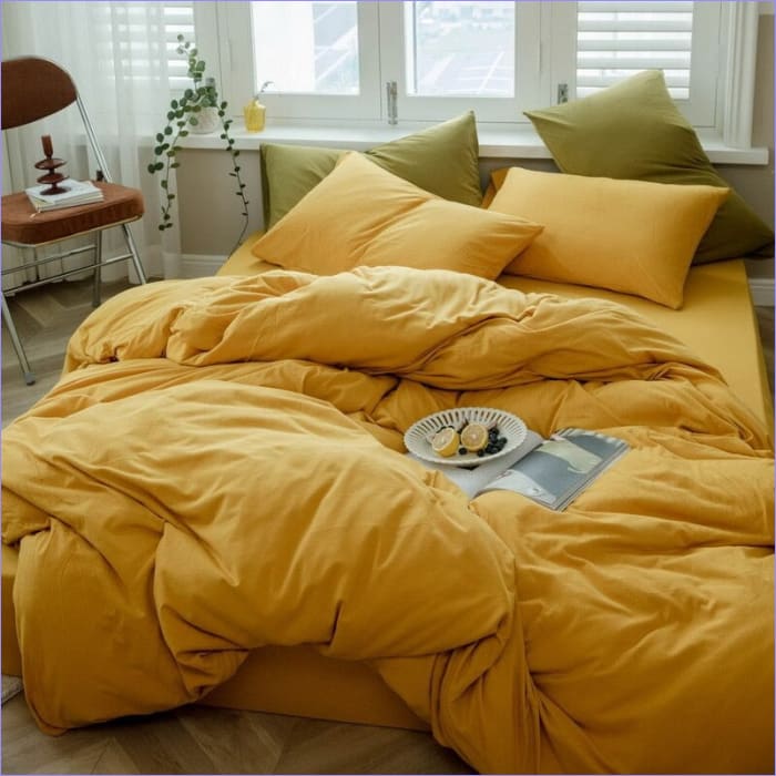 Amarillo Mostaza Funda Nórdica