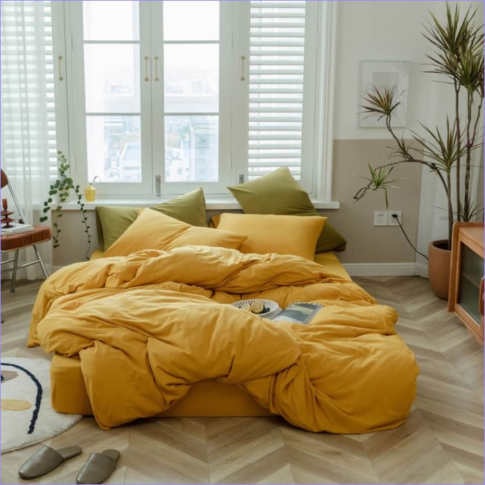 Amarillo Mostaza Funda Nórdica