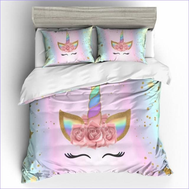 Funda Nórdica Unicornio Niña Arco Iris Cuerno