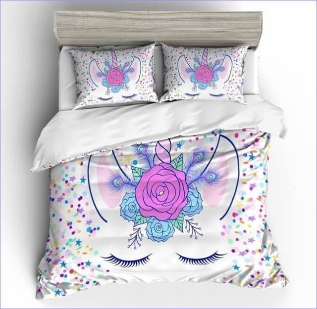 Funda Nórdica Unicornio Niña Cuerno Floreado