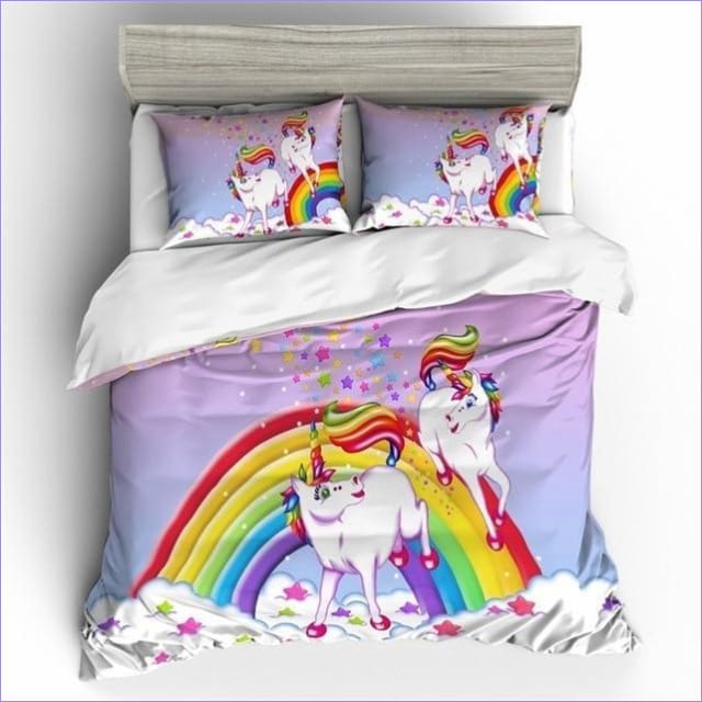 Funda Nórdica Unicornios Jugando Bajo Un Arcoíris