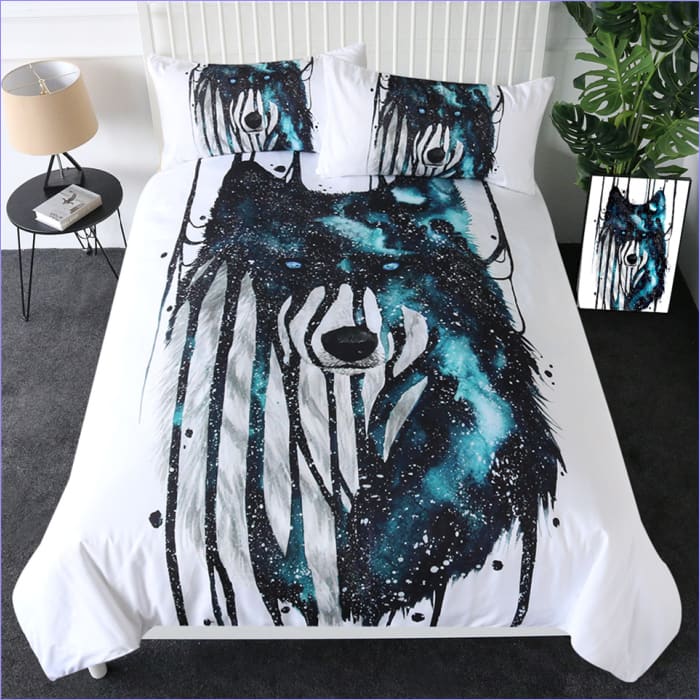 Galaxy Pintura Lobo Funda Nórdica