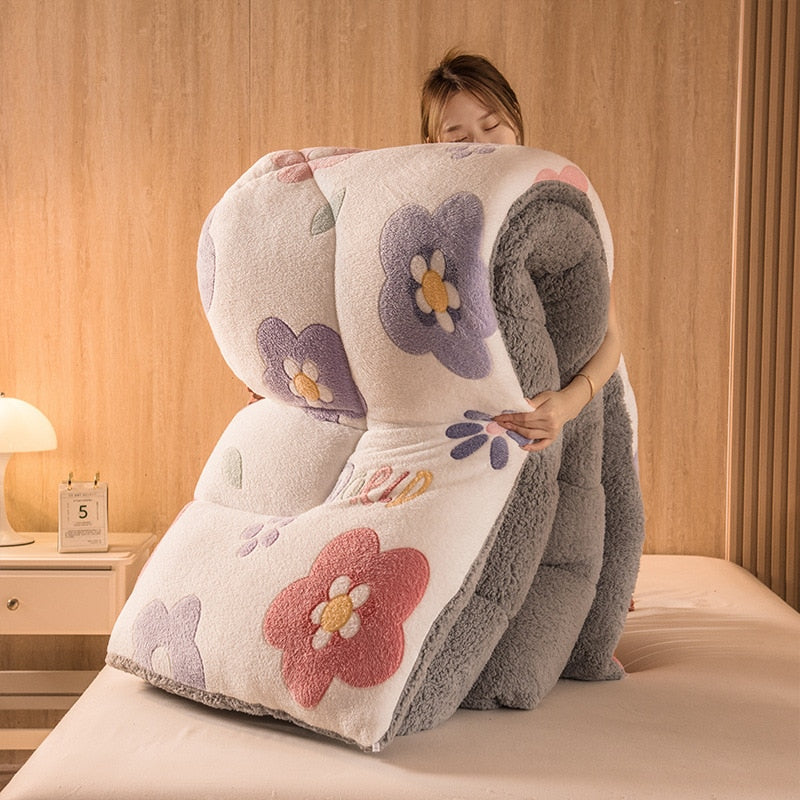 Edredón Polar Blanco, Rosa Y Morado