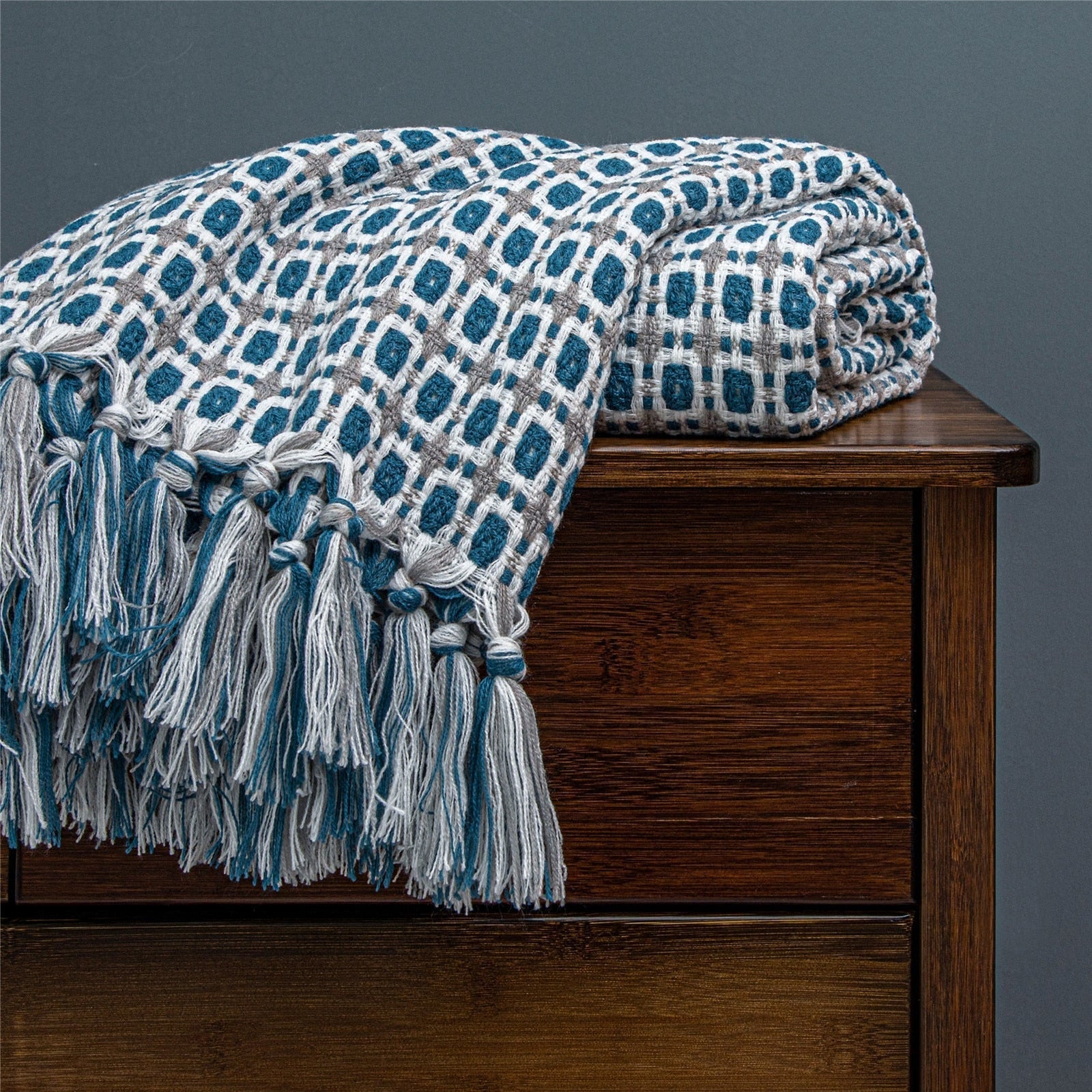 Manta De Punto A Cuadros Cálidos Para El Invierno