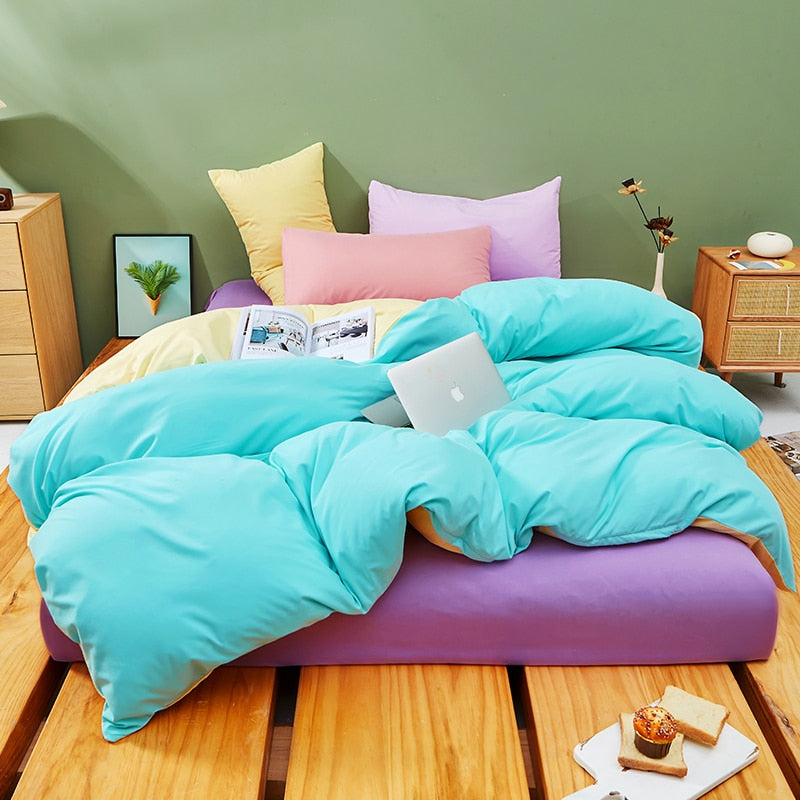 Juego De Cama Azul Y Amarillo Pastel