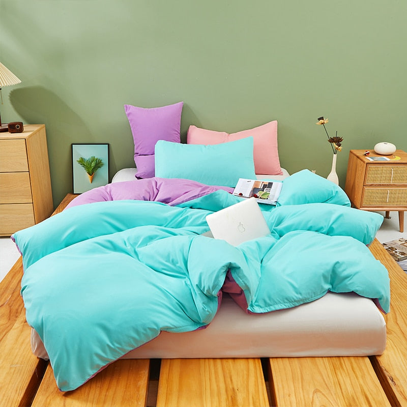 Juego De Cama Azul Y Morado Pastel