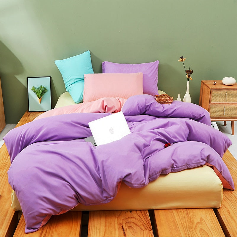 Juego De Cama Morado Y Rosa Pastel