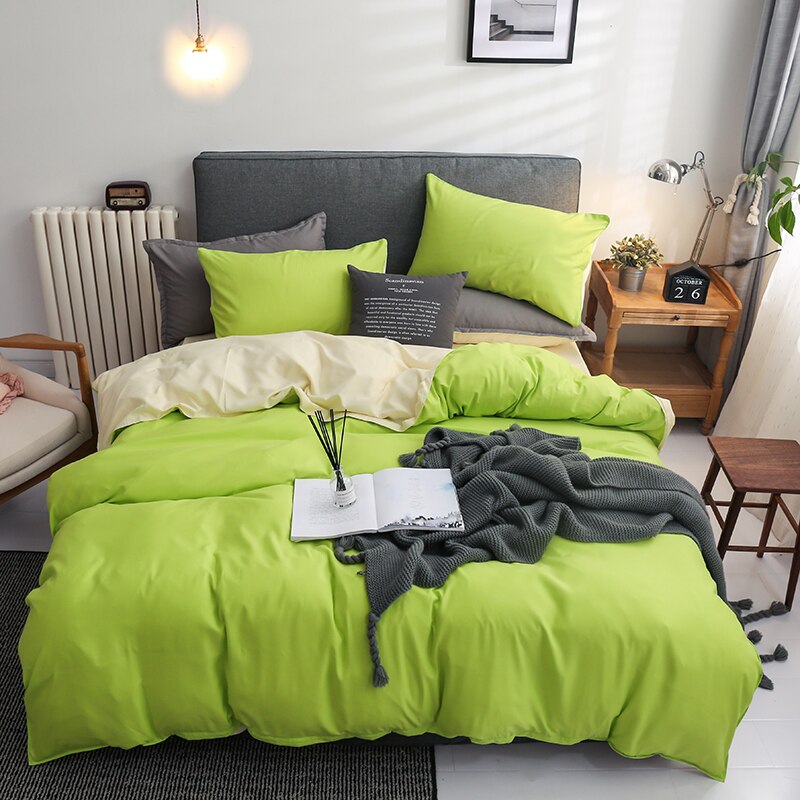 Juego De Cama Reversible Verde Y Beige