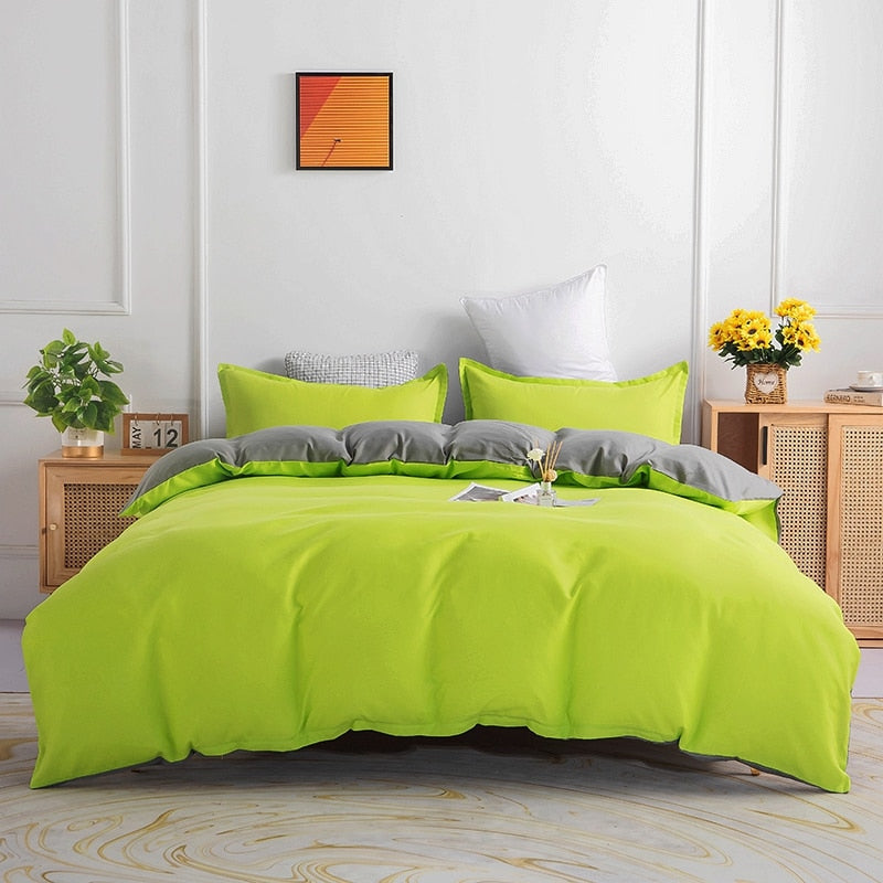 Juego De Cama Reversible Verde Y Gris