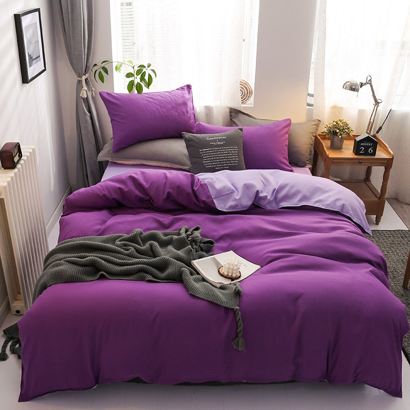 Juego De Cama Reversible Violeta Y Malva