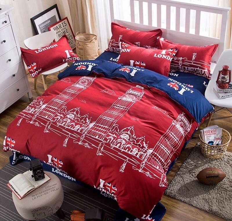 Juego De Cama Rojo De I Love London