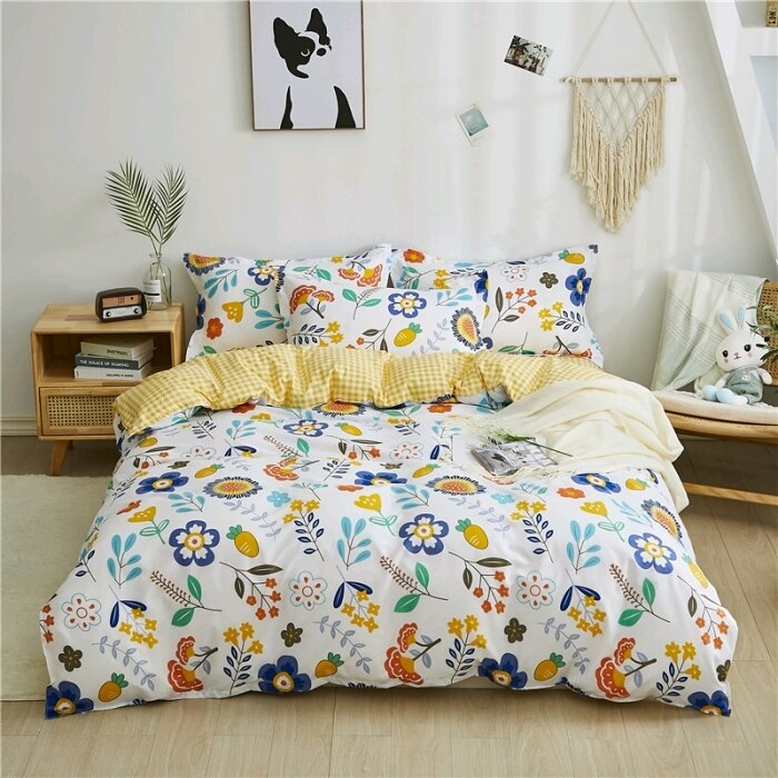Juego De Cama Escandinavo Blanco Floral