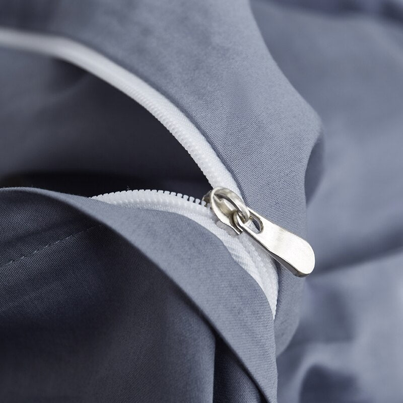 Juego De Sábanas Liso 100% Algodón Gris Azul