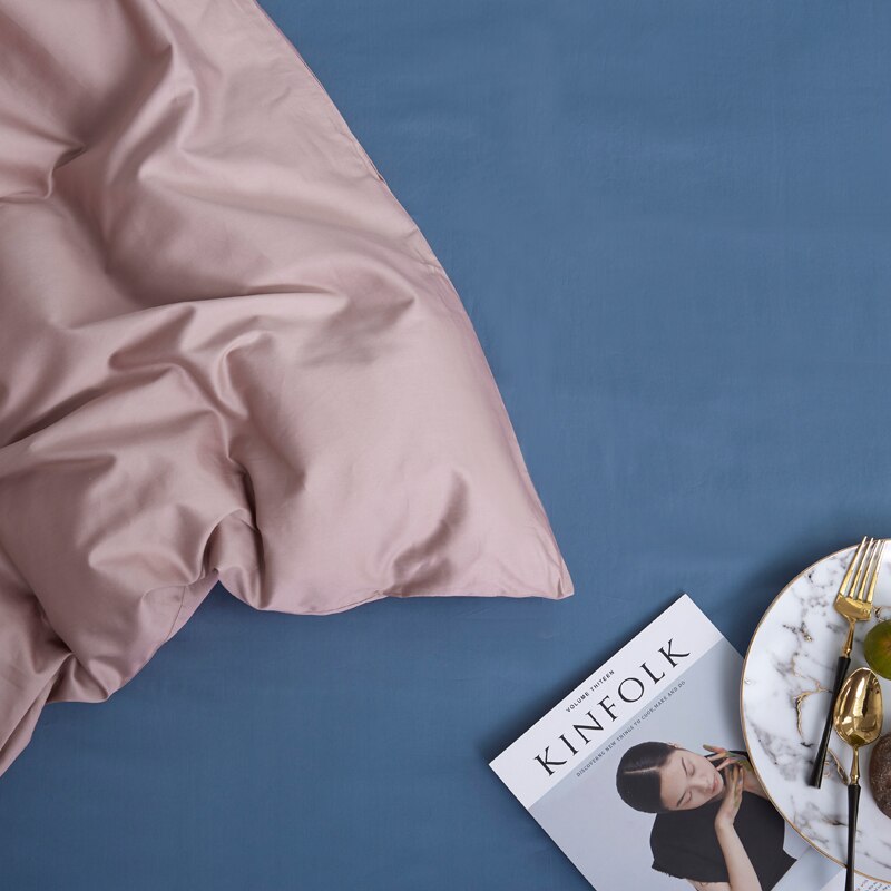 Juego De Sábanas Liso 100% Algodón Rosa Polvo