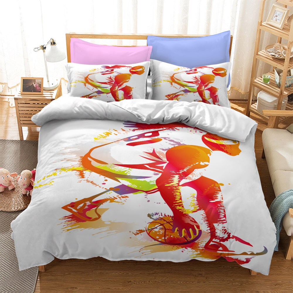 Jugador De Baloncesto Multicolor Blanco Funda Nórdica