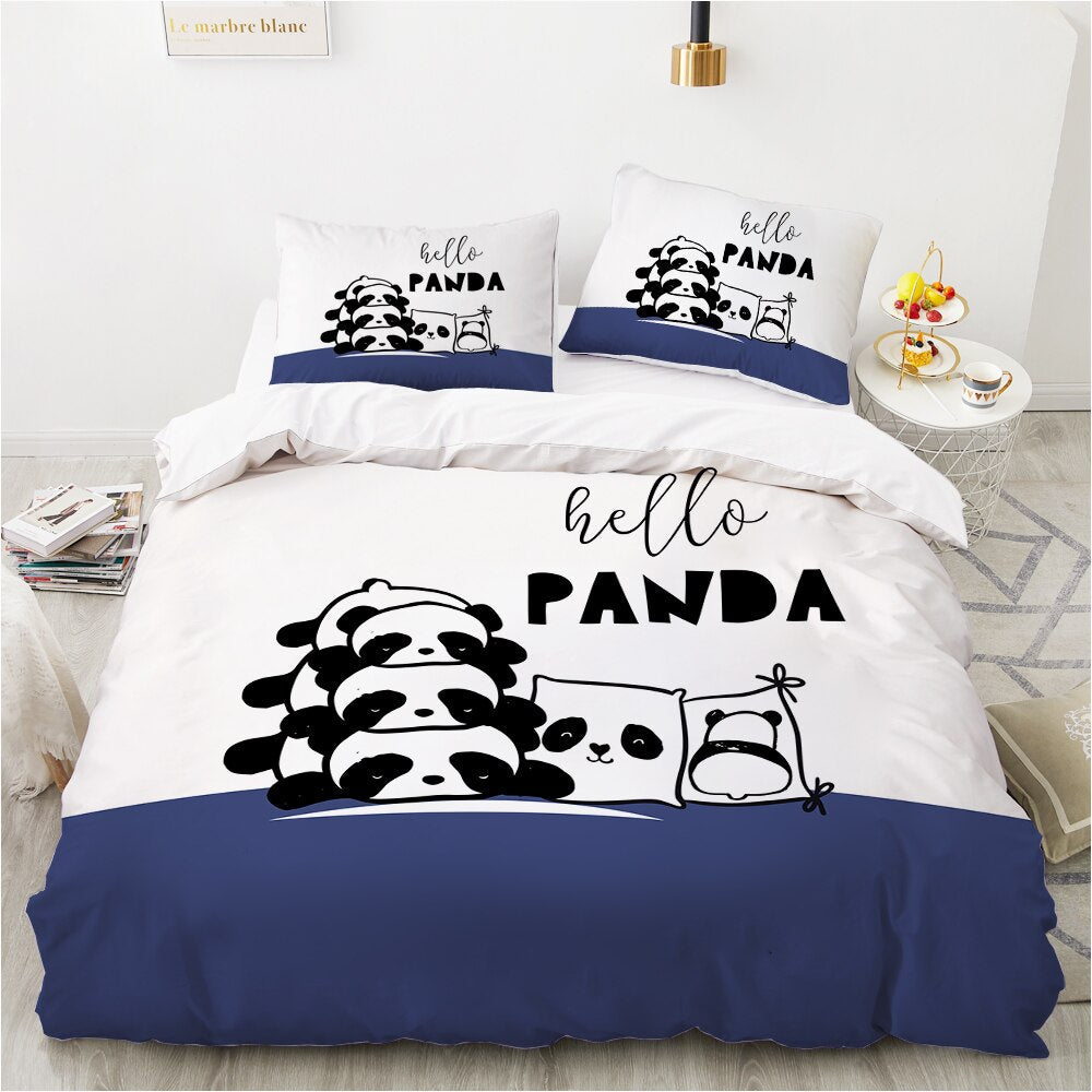 Lindos Pandas Azul Y Blanco Funda Nórdica
