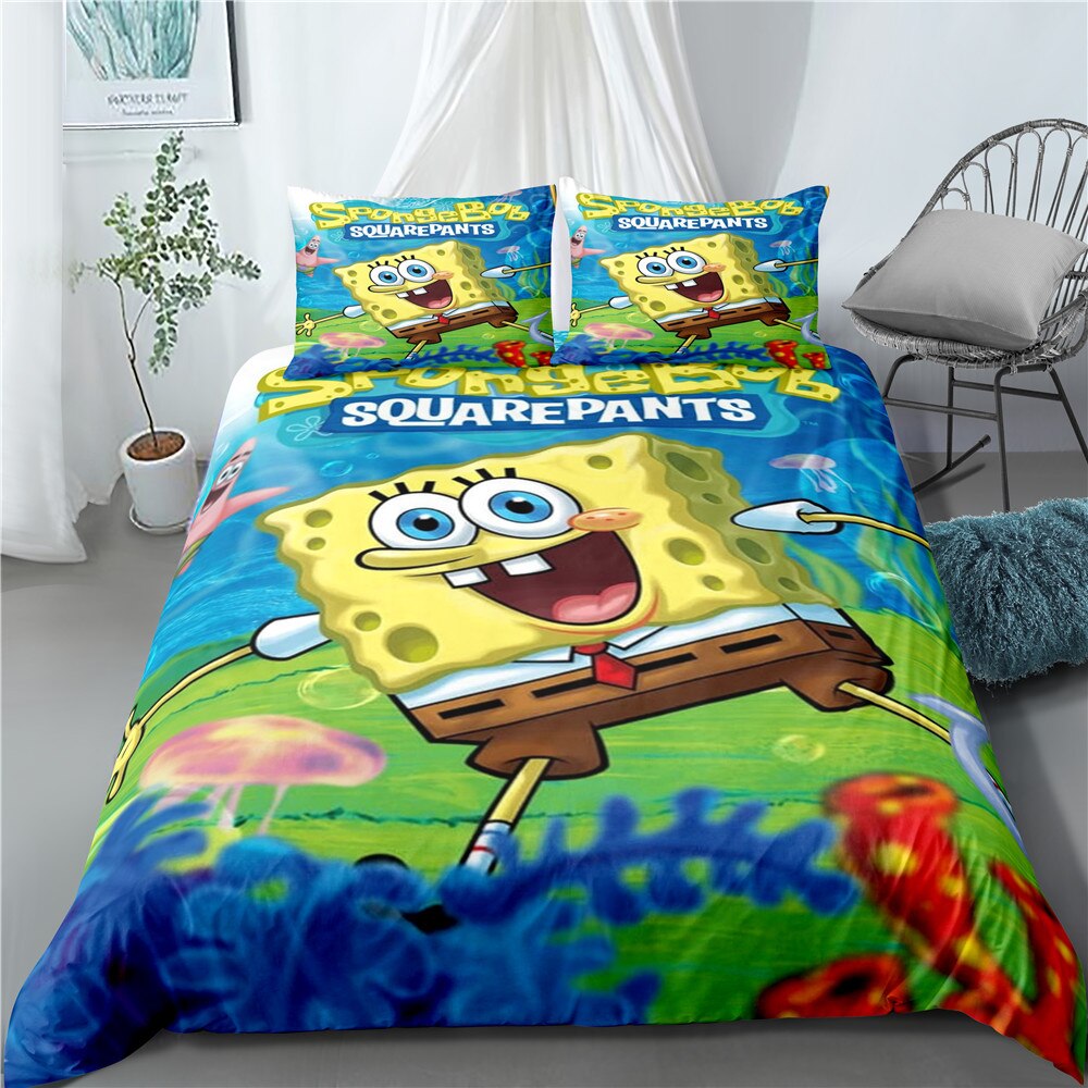 Bob Esponja Pantalones Cuadrados Coral Funda Nórdica