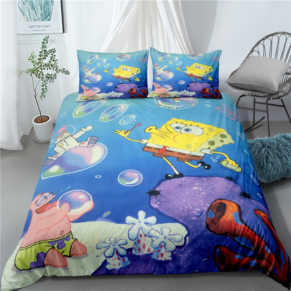 Funda Nórdica Bob Esponja Pantalones Cuadrados Y Patricio Burbujas