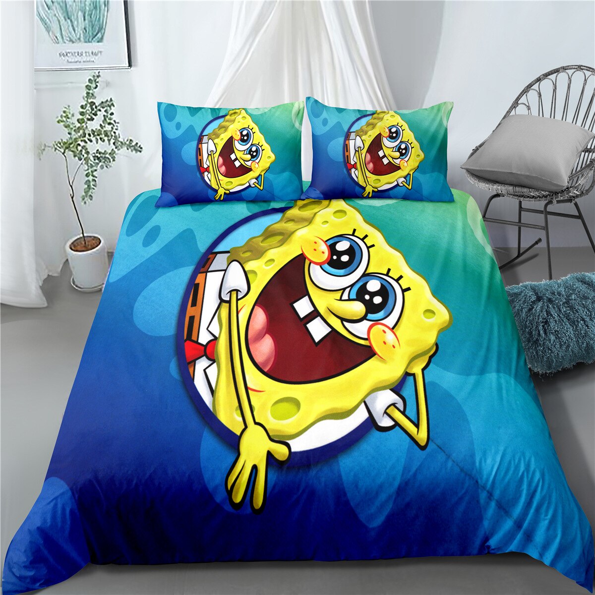 Funda Nórdica Feliz Bob Esponja Pantalones Cuadrados