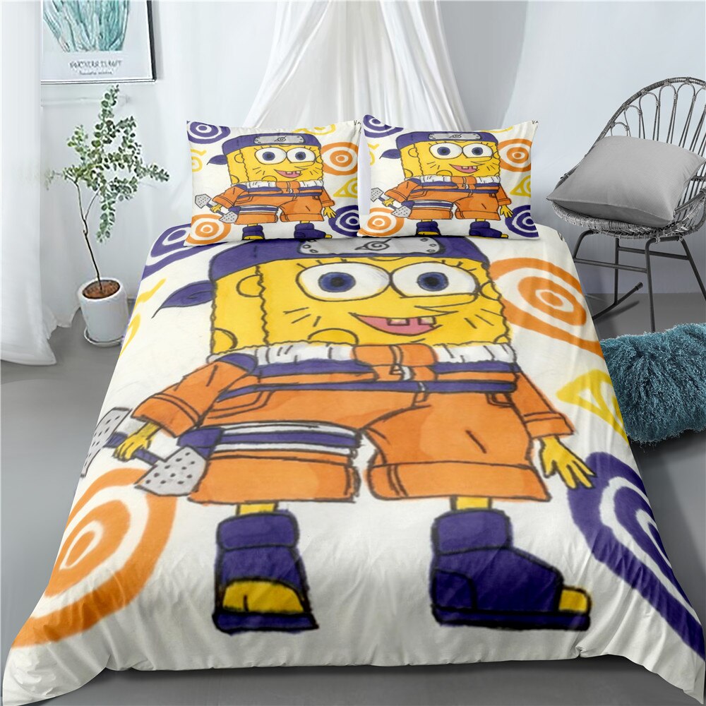 Naruto Bob Esponja Pantalones Cuadrados Funda Nórdica