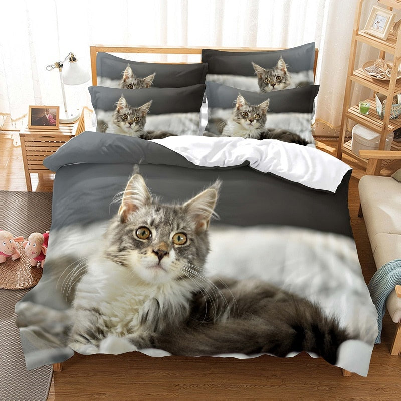 Gato Maine Coon Gris Y Blanco Funda Nórdica