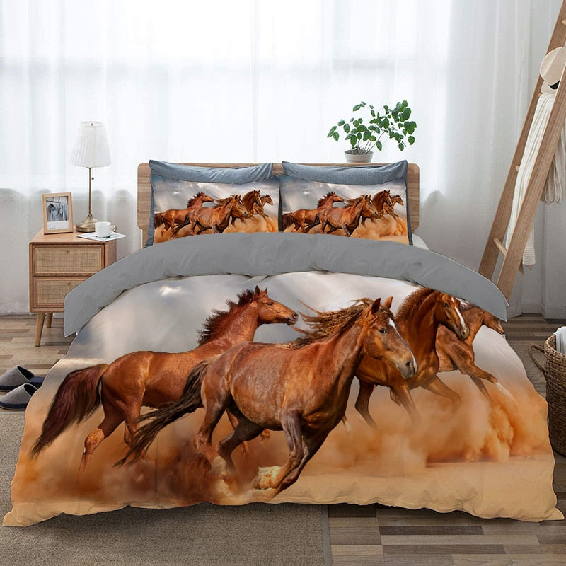 Caballos Marrones En El Desierto Funda Nórdica