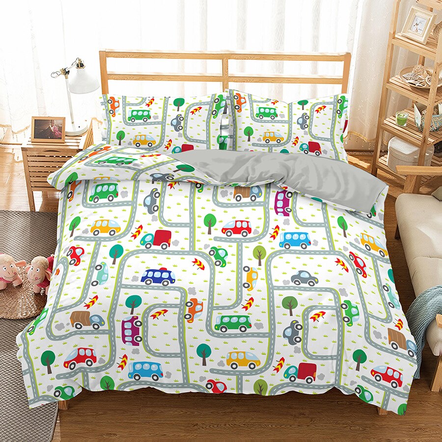 Circuito De Autos Pequeños Y Coloridos Funda Nórdica