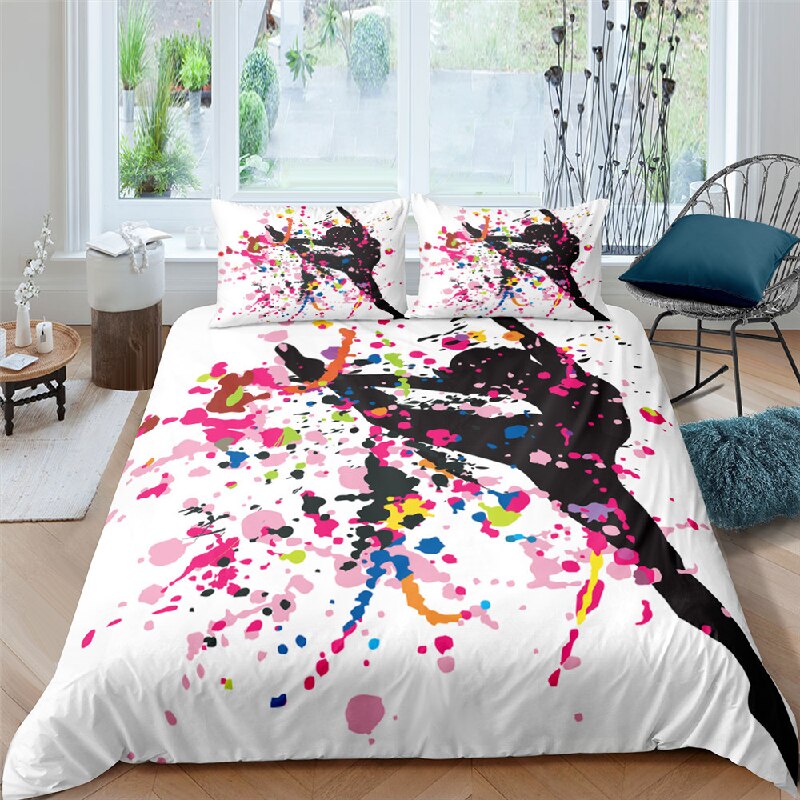 Bailarina De Manchas De Pintura Colorida Funda Nórdica