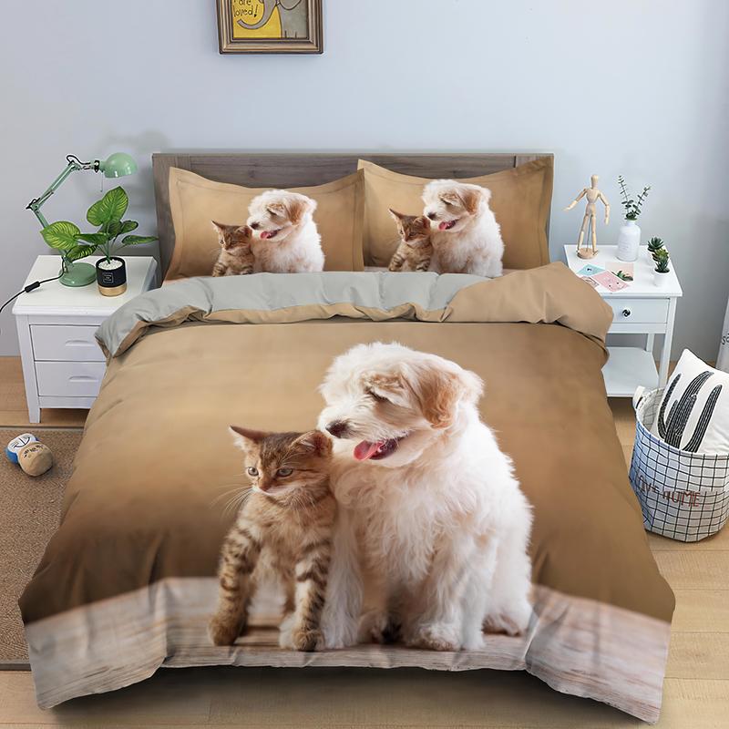 Cachorro Y Gatito Marrón Funda Nórdica