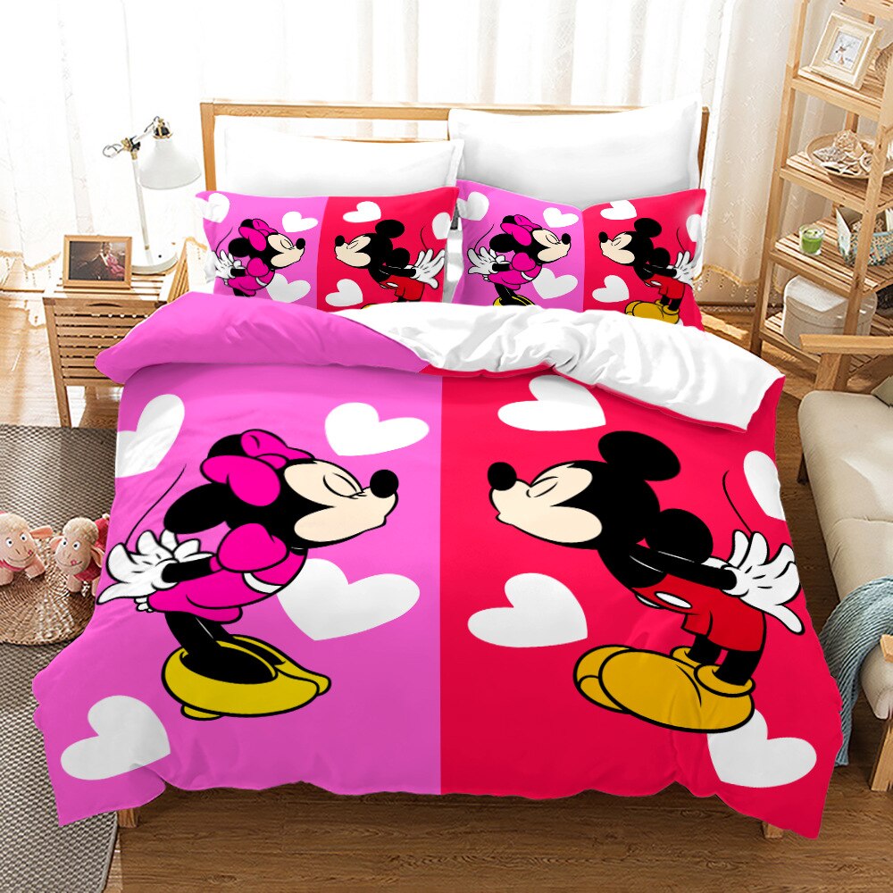 Beso Rojo Y Rosa De Mickey Y Minnie Funda Nórdica