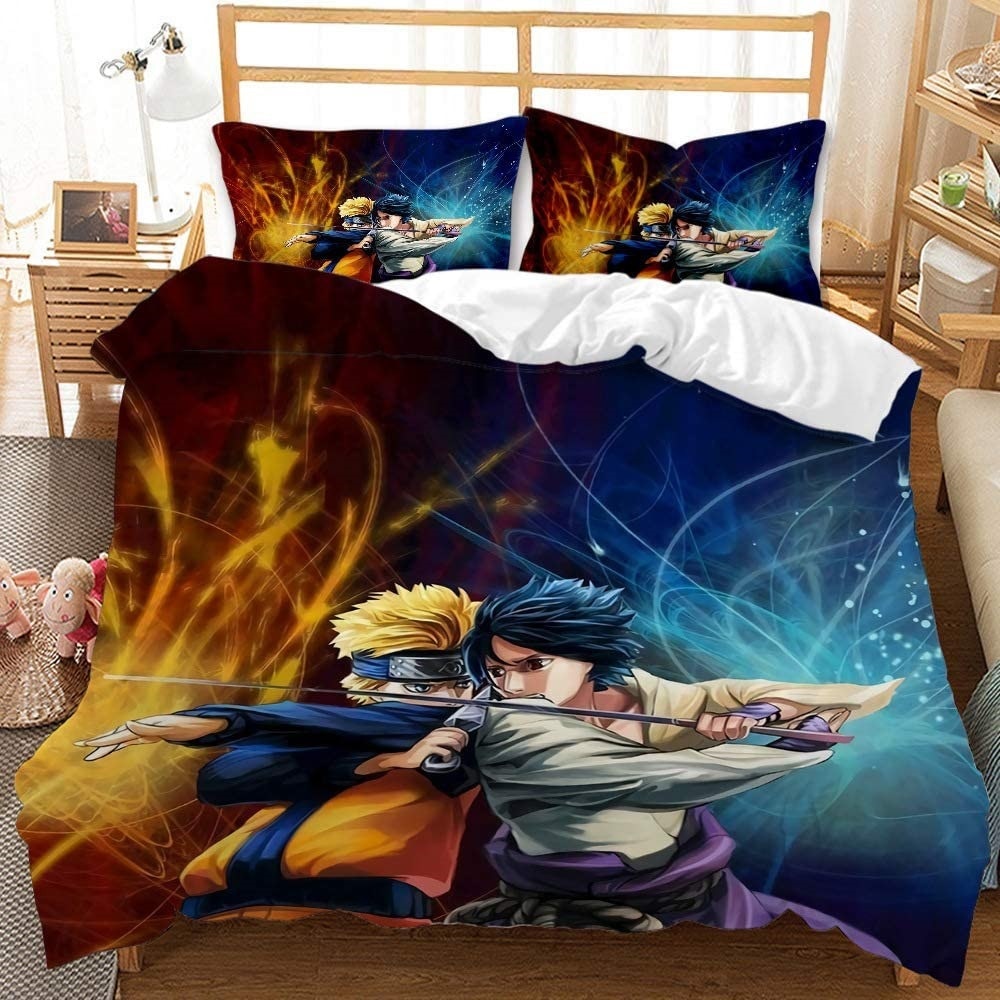 Naruto Y Sasuke Pelean Funda Nórdica