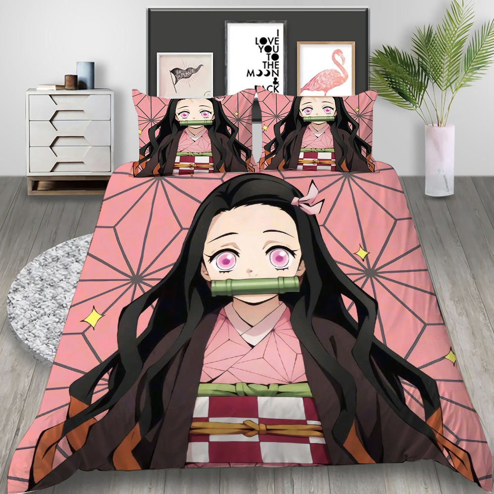 Funda Nórdica Nezuko Demon Slayer Rosa