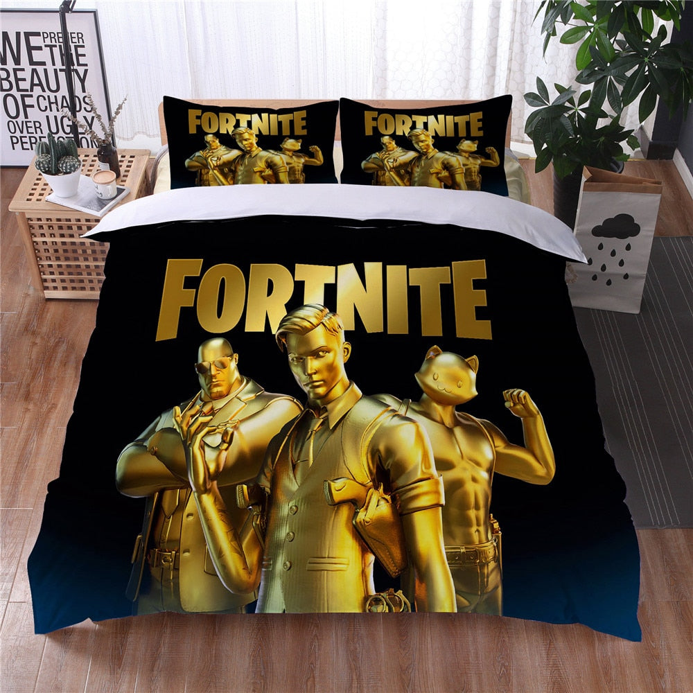 Funda Nórdica Fortnite Negro Y Dorado