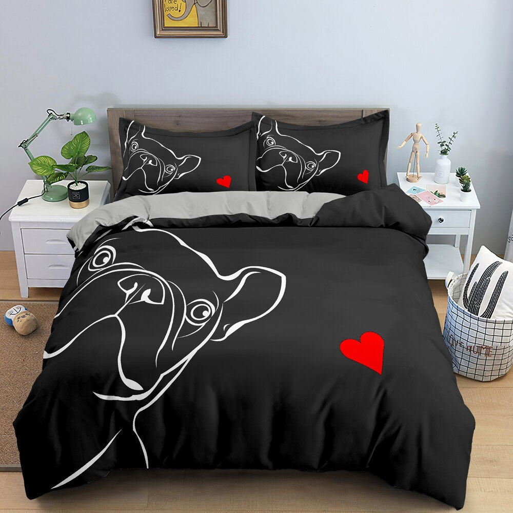 Funda Nórdica Bulldog Corazón Negro