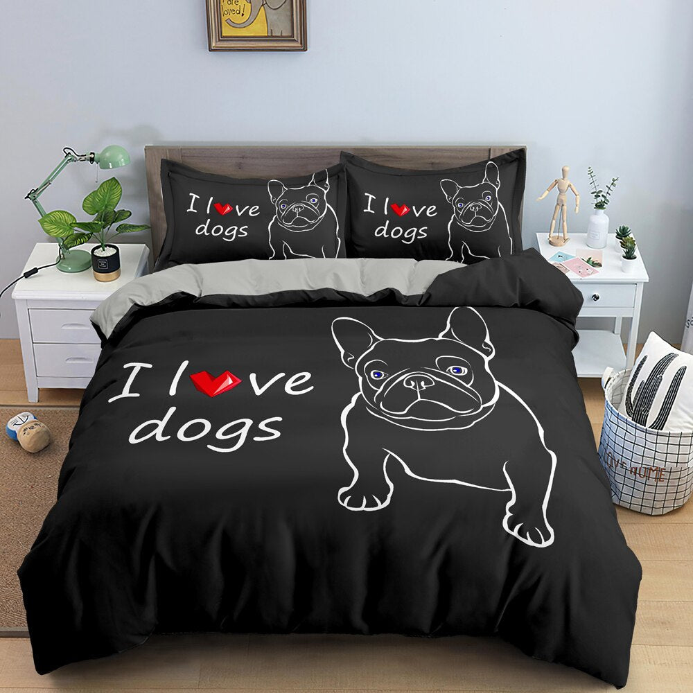 Funda Nórdica Bulldog Negro I Love Dogs