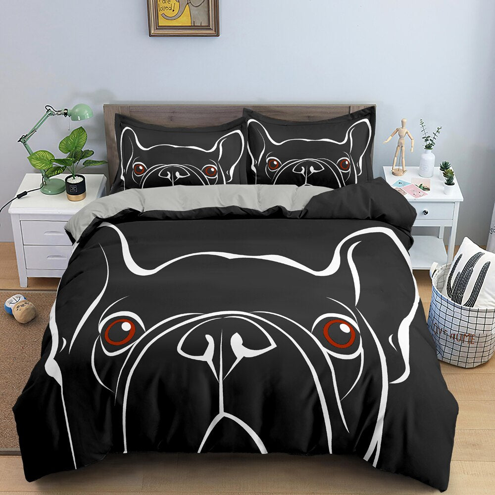 Lindo Bulldog Negro Funda Nórdica