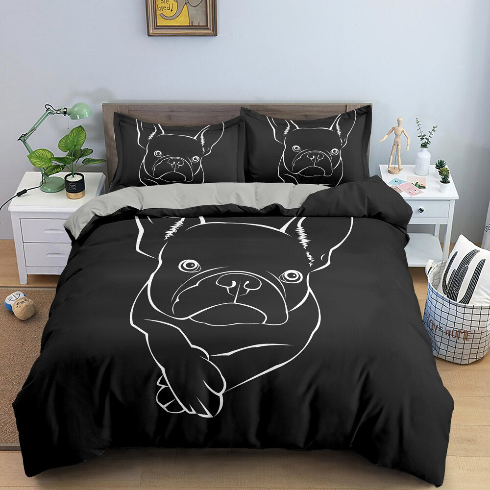 Funda Nórdica Perro Bulldog Negro