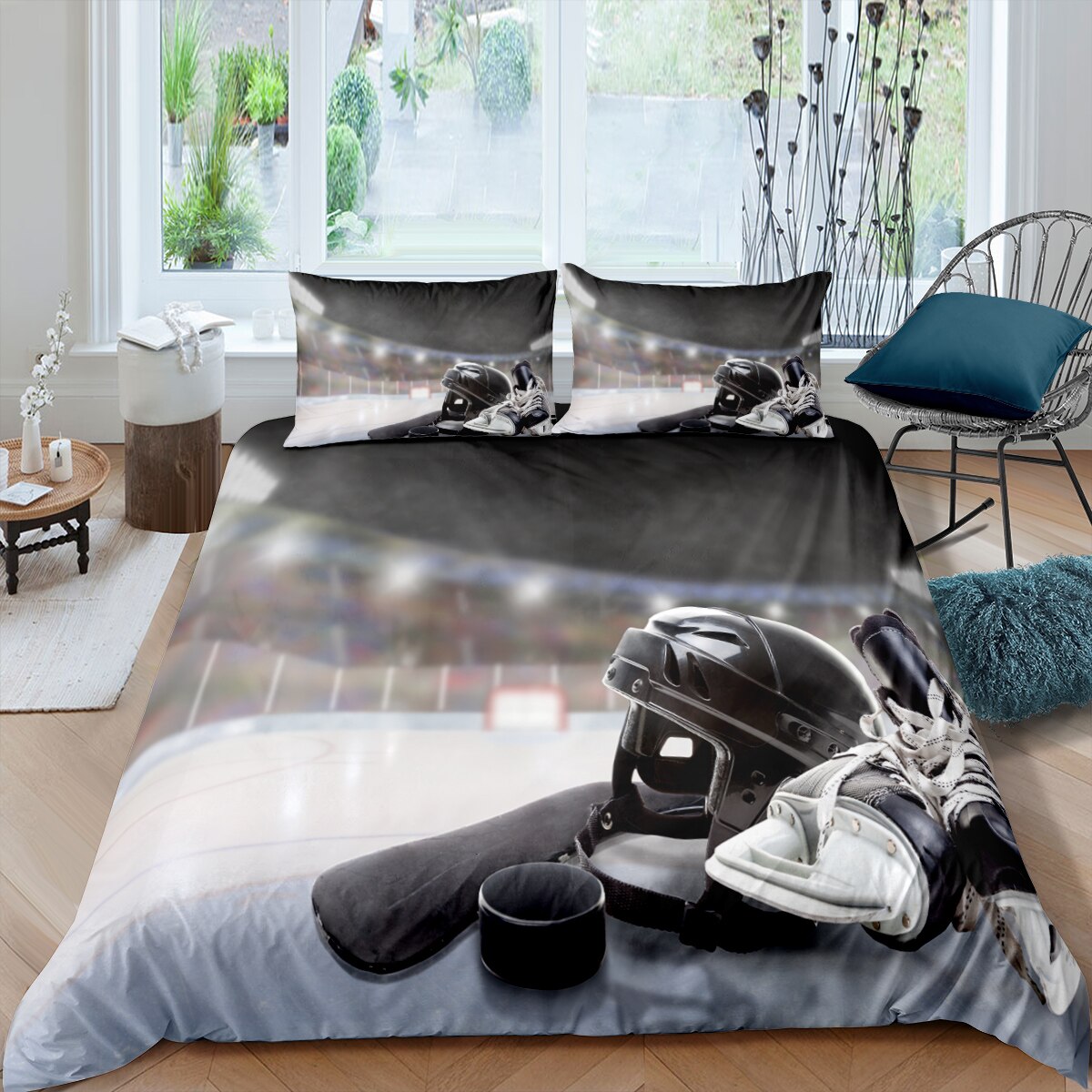 Funda Nórdica Hockey Sobre Hielo Negro