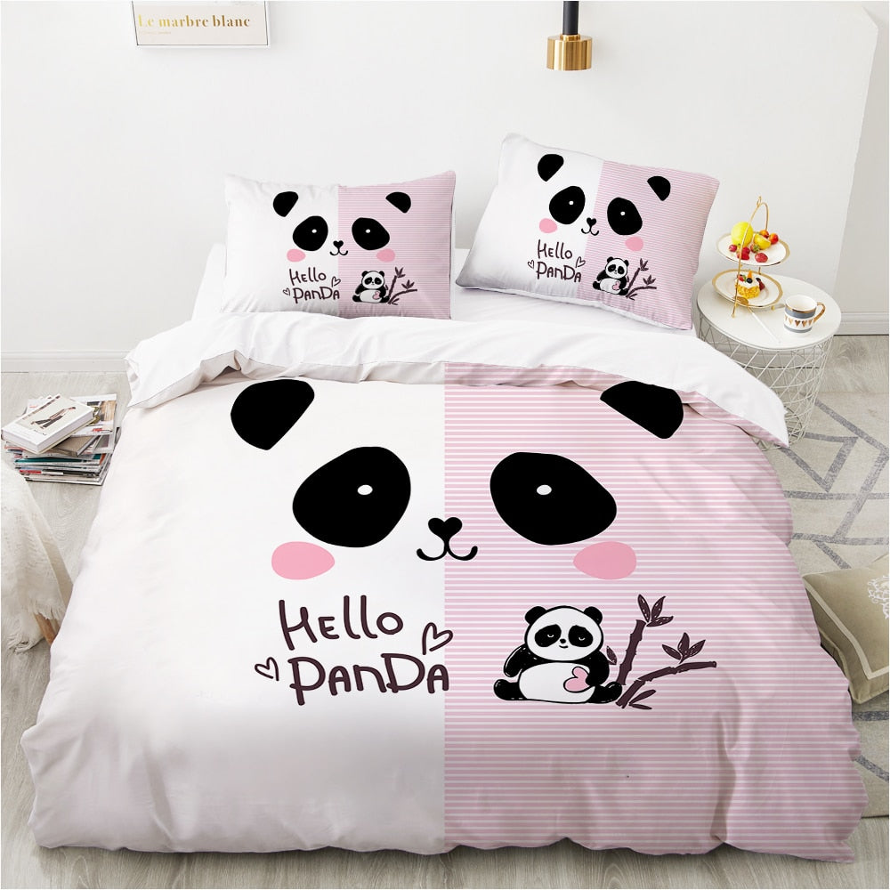 Lindo Panda Rosa Y Blanco Funda Nórdica