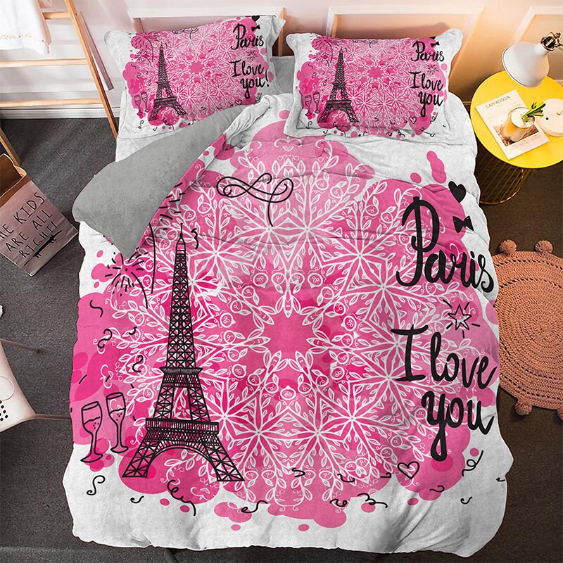 París Te Amo Rosa Funda Nórdica