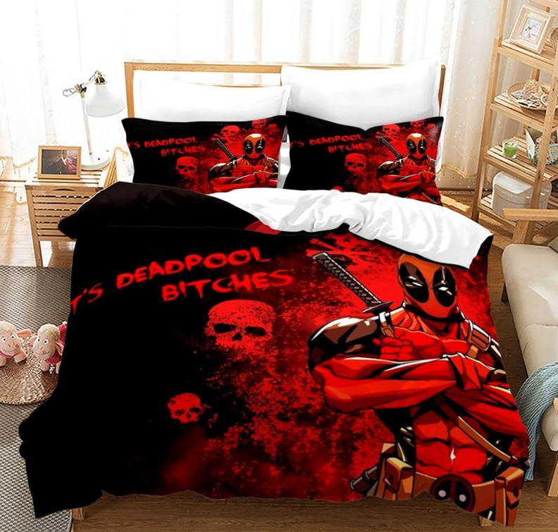 Funda Nórdica Calaveras Deadpool Rojo Y Negro