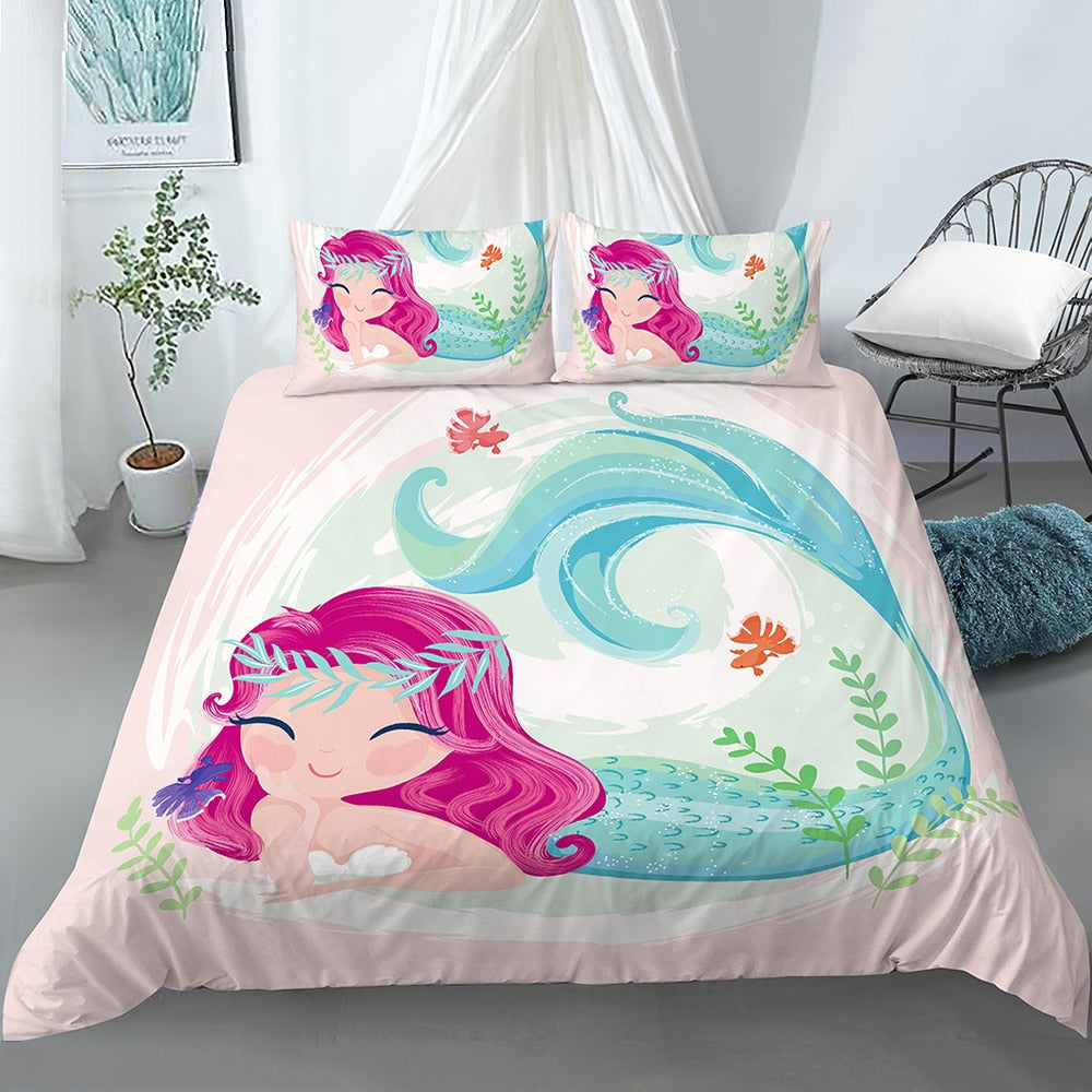 Funda Nórdica De Sirena Tumbada Bajo El Océano