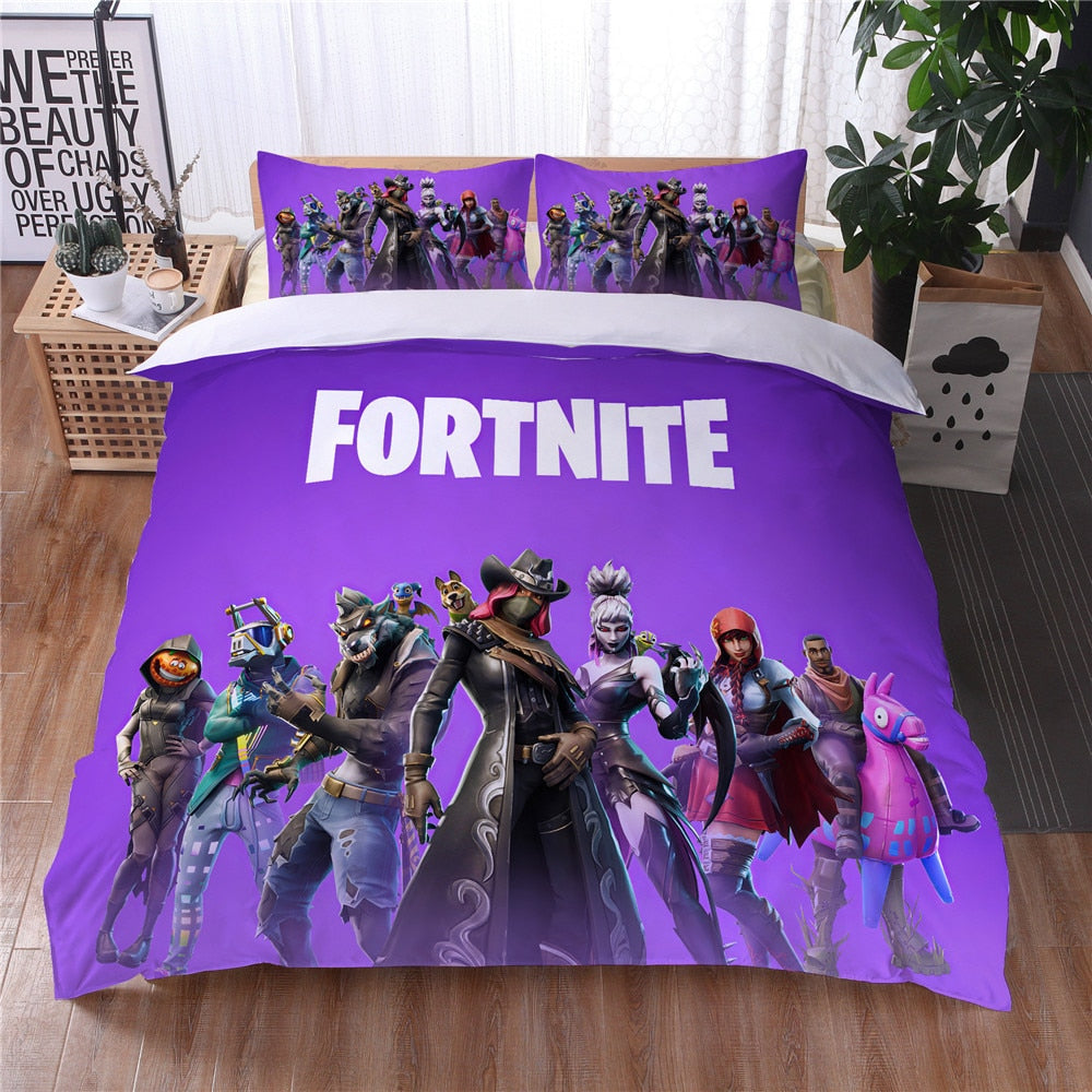 Funda Nórdica Morada Personajes Fortnite