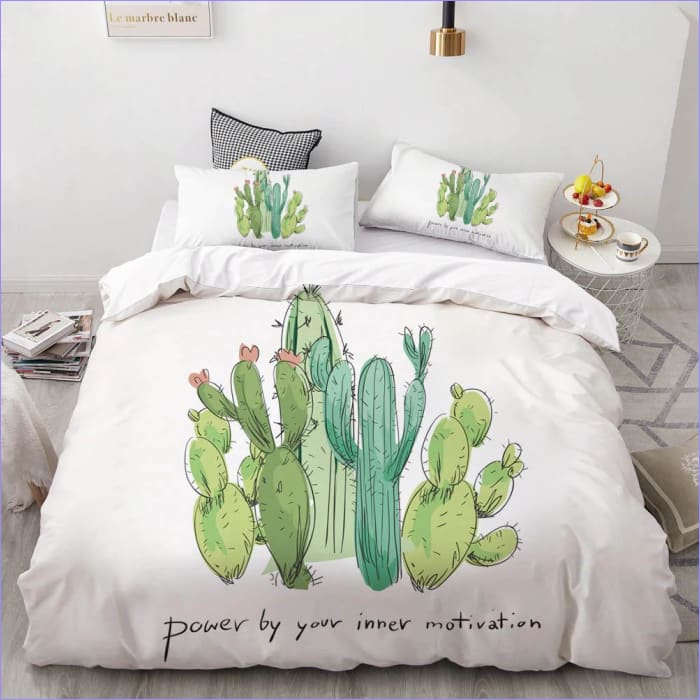 Funda Nórdica Blanca Con Estampado De Cactus