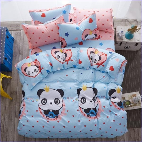 Panda Azul Y Rosa Funda Nórdica