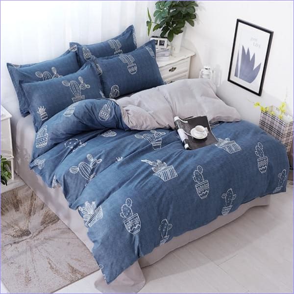 Funda Nórdica Cactus Azul En Maceta