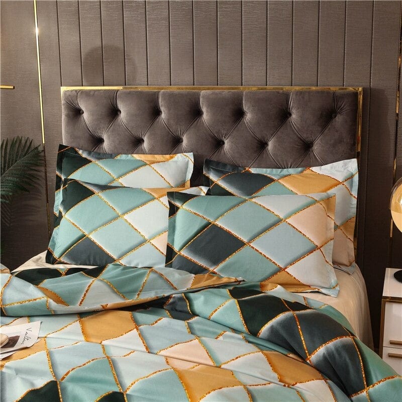 Cuadros Verdes Y Amarillos Funda Nórdica